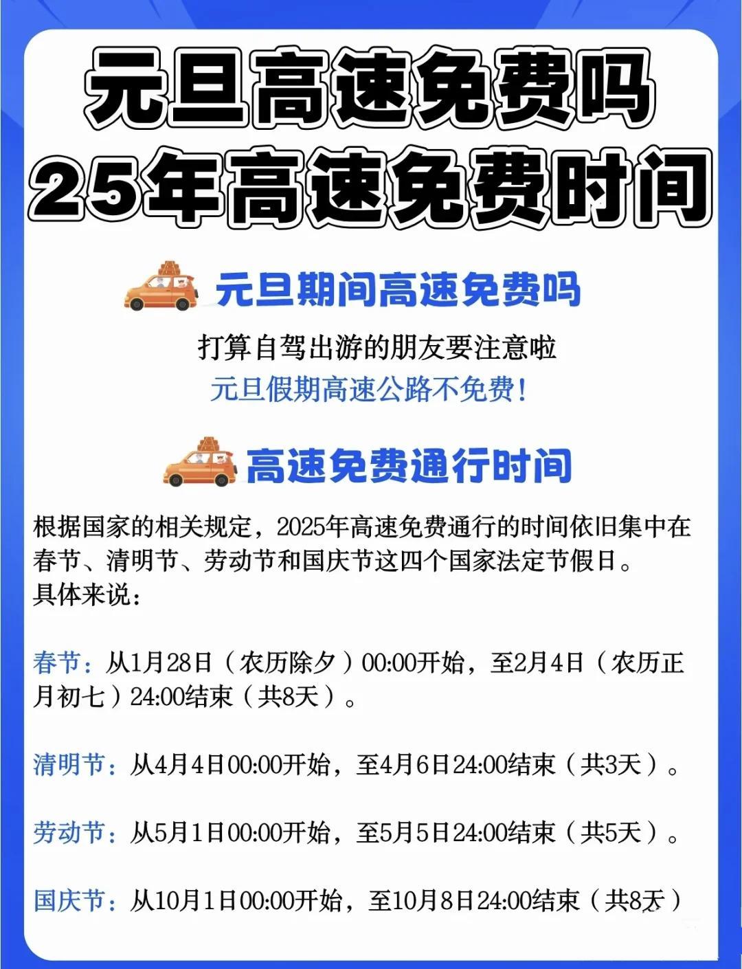 除夕高速免费时间2024,除夕高速免费几天-第3张图片